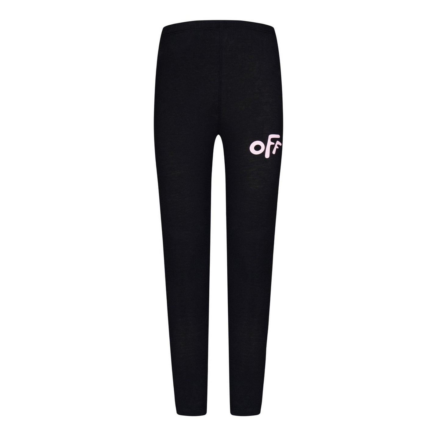 Black-Pink - Front - Off White Girls Rounded Slim Leggings