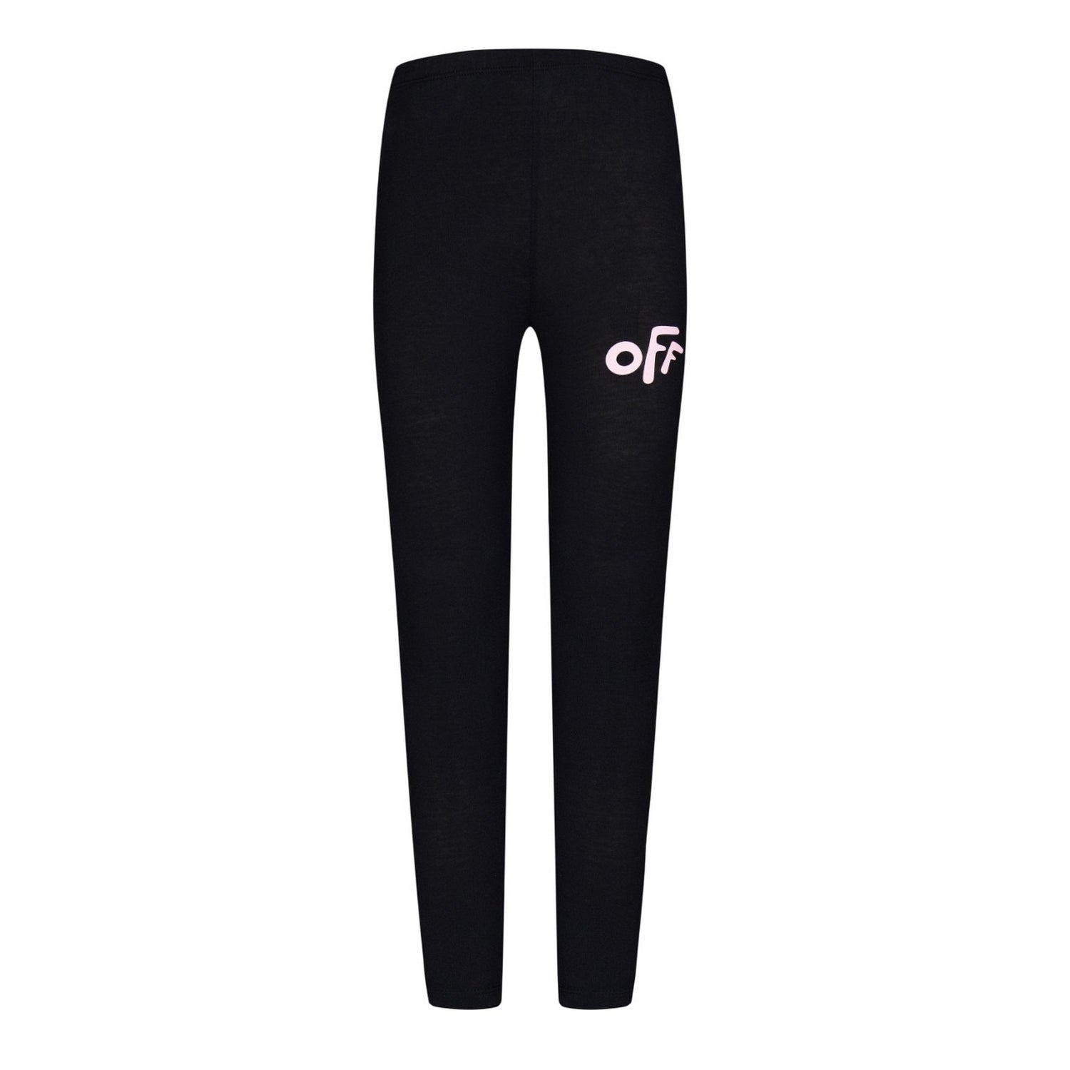 Black-Pink - Front - Off White Girls Rounded Slim Leggings