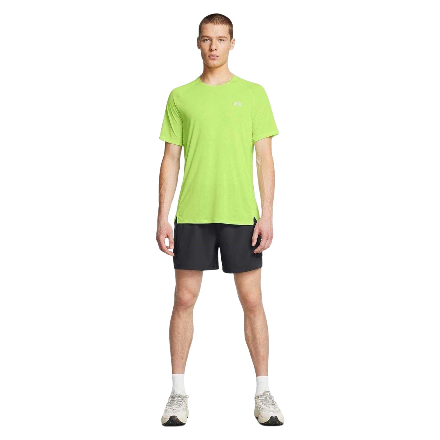 Green - Pack Shot - Under Armour Mens Launch Trail Run Raglan T-Shirt