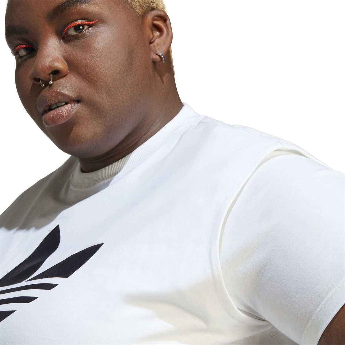 White - Side - Adidas Womens-Ladies Originals Cotton Plus T-Shirt