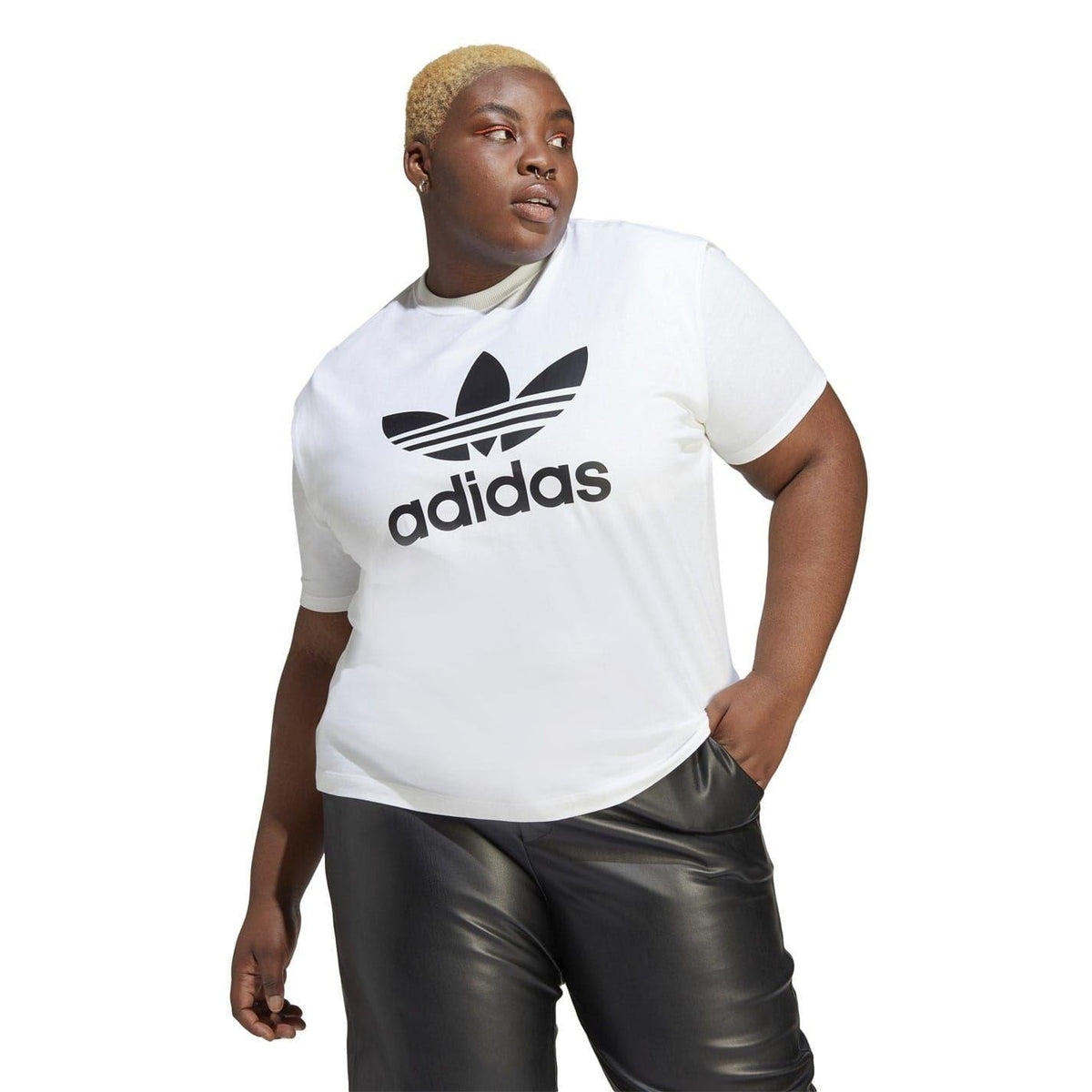 White - Lifestyle - Adidas Womens-Ladies Originals Cotton Plus T-Shirt