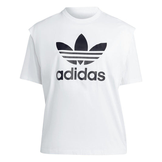 White - Front - Adidas Womens-Ladies Originals Cotton Plus T-Shirt