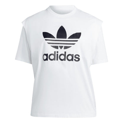 White - Front - Adidas Womens-Ladies Originals Cotton Plus T-Shirt