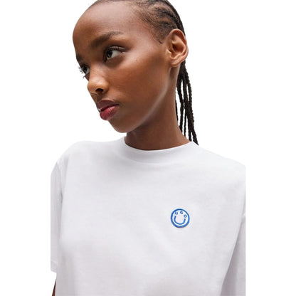 White - Side - Hugo Womens-Ladies Embroidered Logo T-Shirt