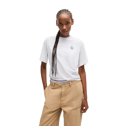 White - Lifestyle - Hugo Womens-Ladies Embroidered Logo T-Shirt