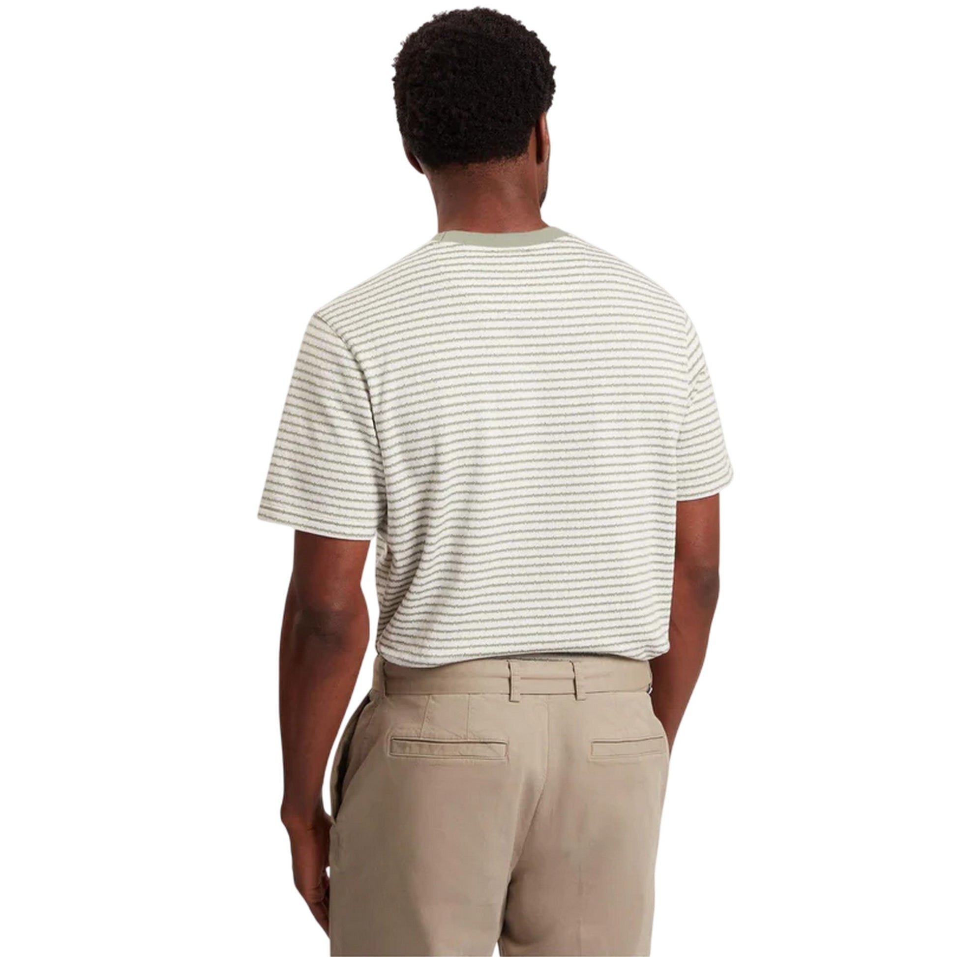 Mid Green - Back - Ted Baker Mens Striped T-Shirt