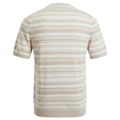 Ecru - Back - Ted Baker Mens Knitted Ribbed T-Shirt