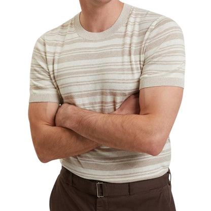 Ecru - Side - Ted Baker Mens Knitted Ribbed T-Shirt