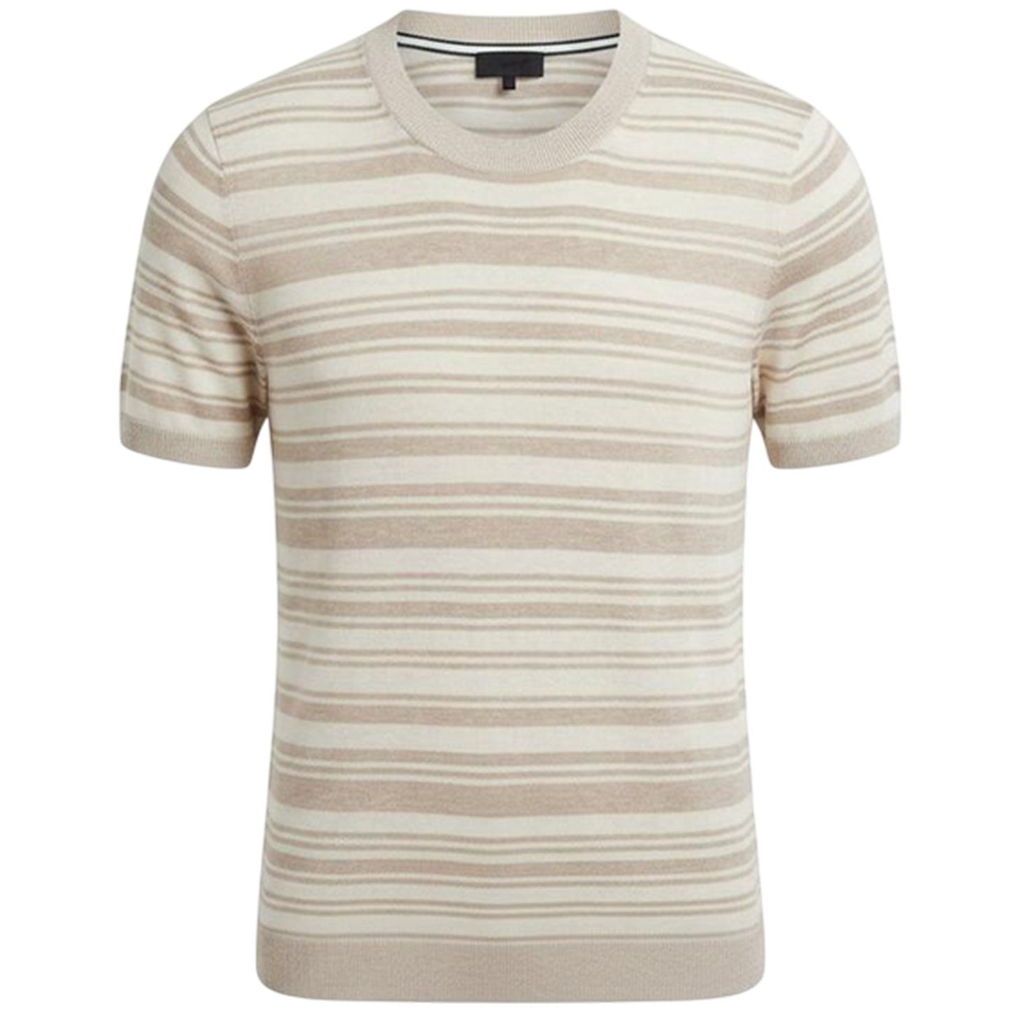 Ecru - Front - Ted Baker Mens Knitted Ribbed T-Shirt