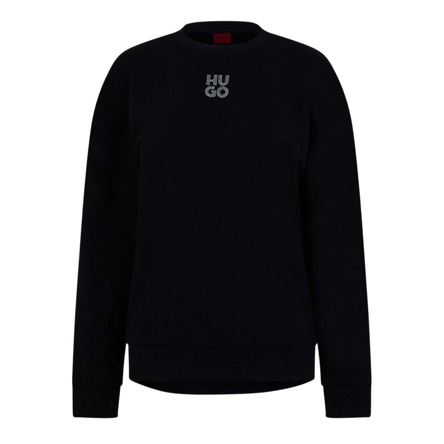Black - Front - Hugo Womens-Ladies Rhinestone Logo Regular Sweatshirt