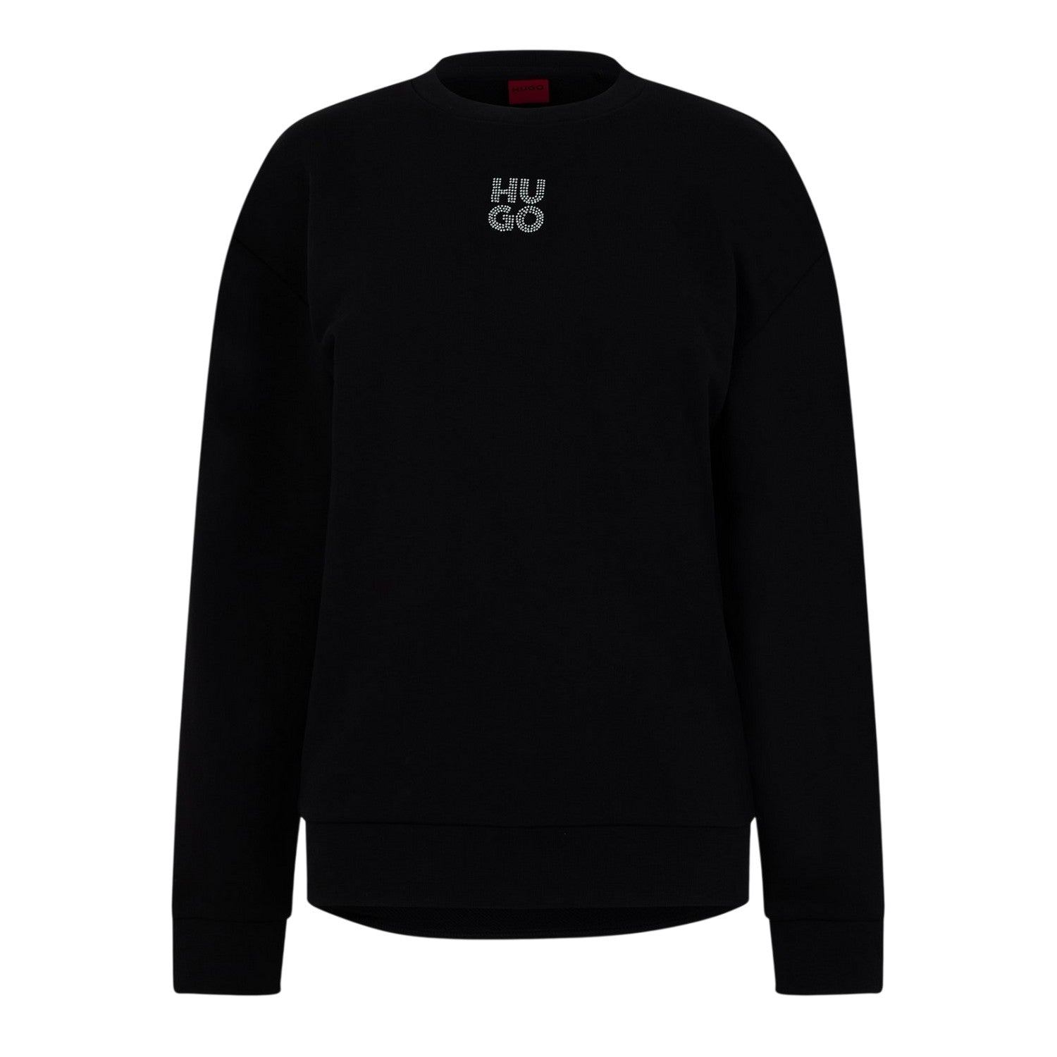 Black - Front - Hugo Womens-Ladies Rhinestone Logo Regular Sweatshirt