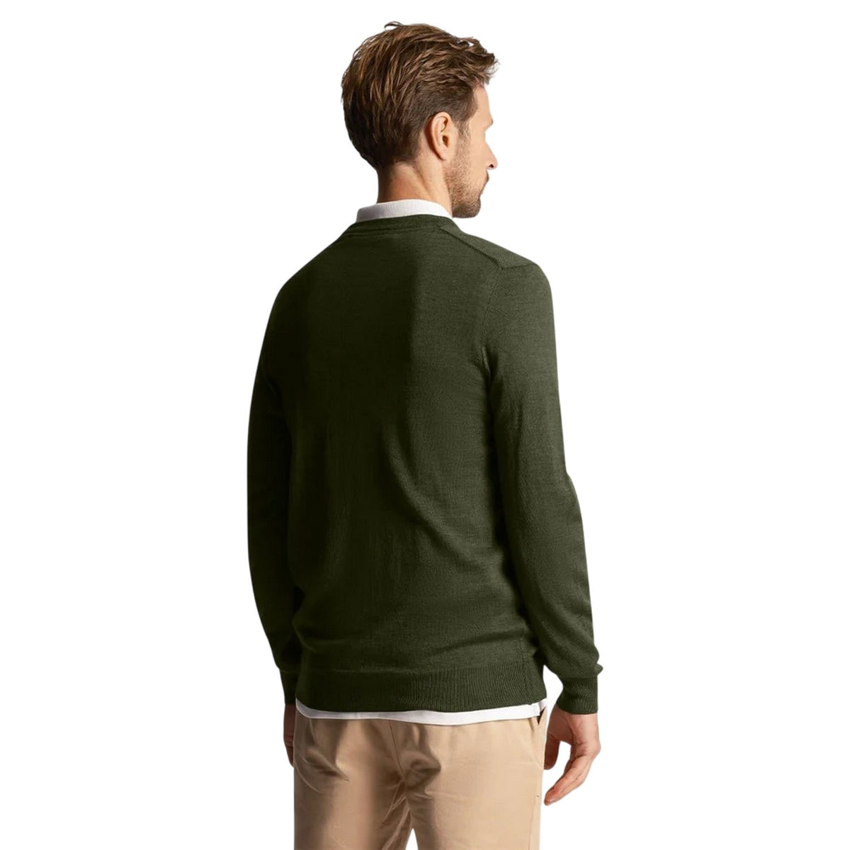 Cactus Green - Back - Lyle & Scott Mens V Neck Regular Golf Jumper