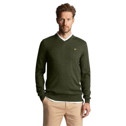 Cactus Green - Lifestyle - Lyle & Scott Mens V Neck Regular Golf Jumper