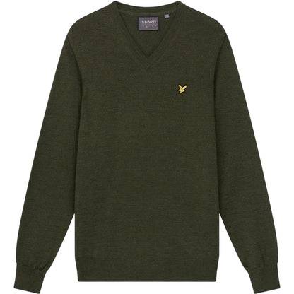 Cactus Green - Front - Lyle & Scott Mens V Neck Regular Golf Jumper