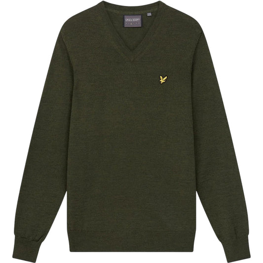 Cactus Green - Front - Lyle & Scott Mens V Neck Regular Golf Jumper