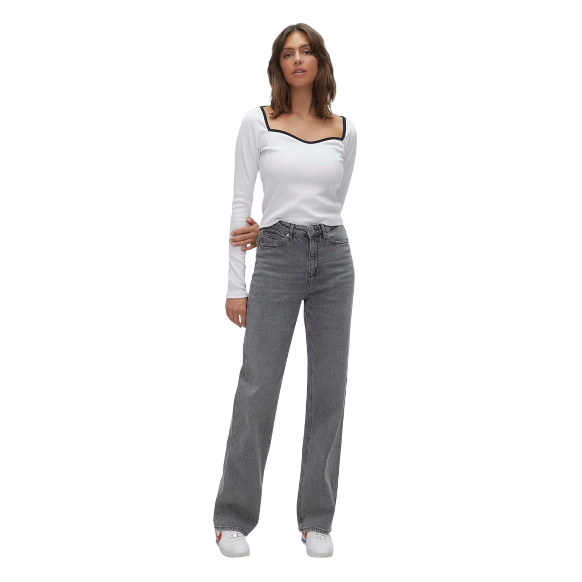 Mid Grey - Pack Shot - Vero Moda Womens-Ladies Denim Relaxed Fit Jeans