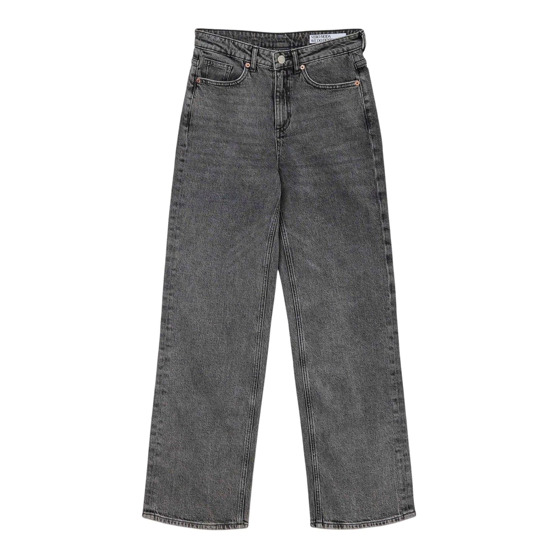 Mid Grey - Front - Vero Moda Womens-Ladies Denim Relaxed Fit Jeans