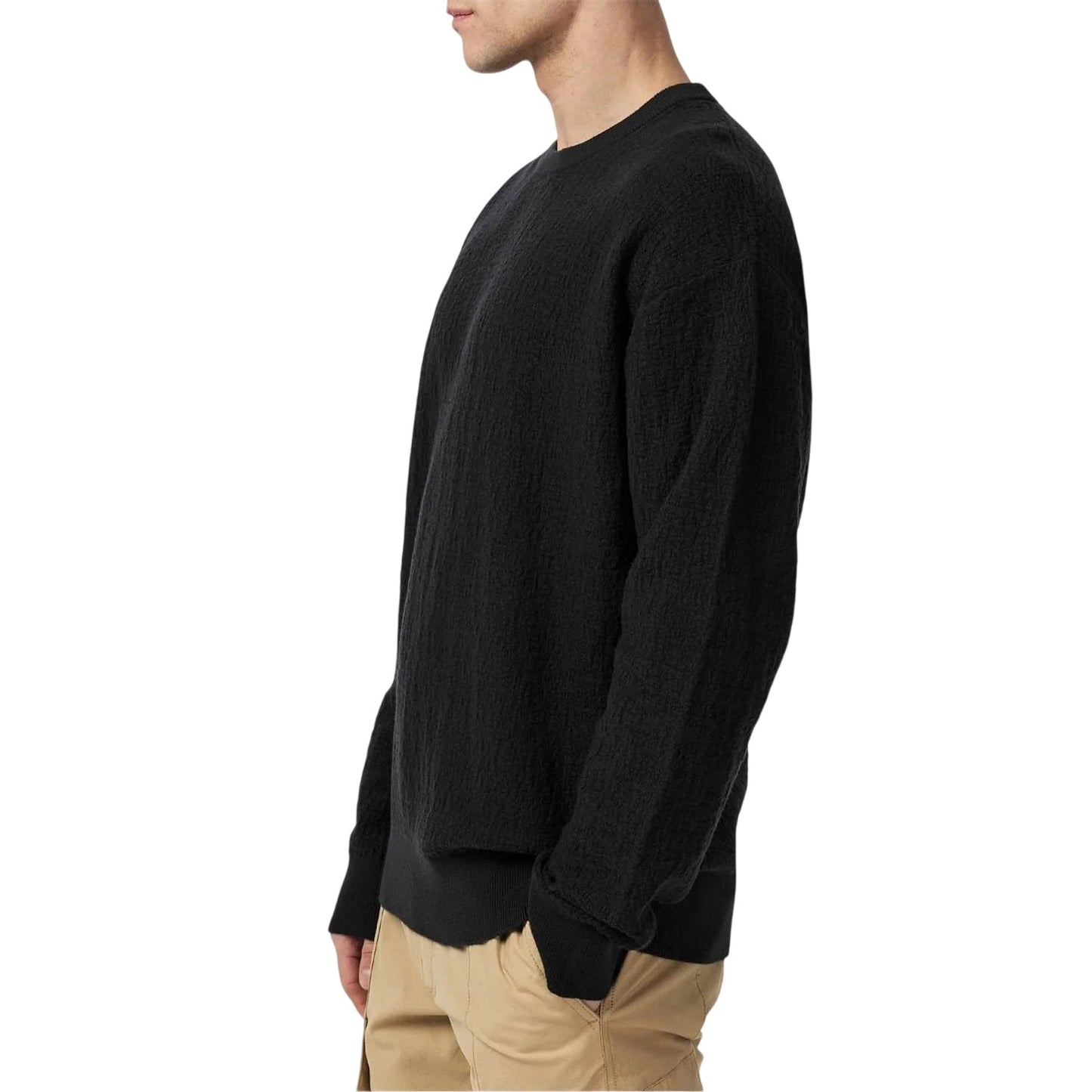 Black - Side - Calvin Klein Mens Jacquard Crew Neck Sweatshirt