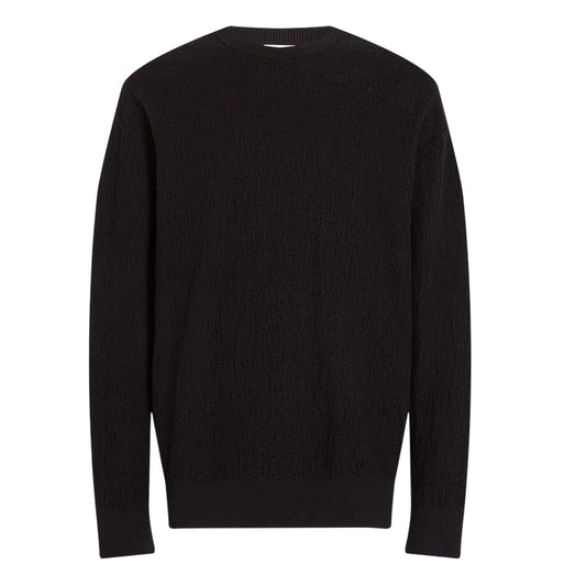 Black - Front - Calvin Klein Mens Jacquard Crew Neck Sweatshirt
