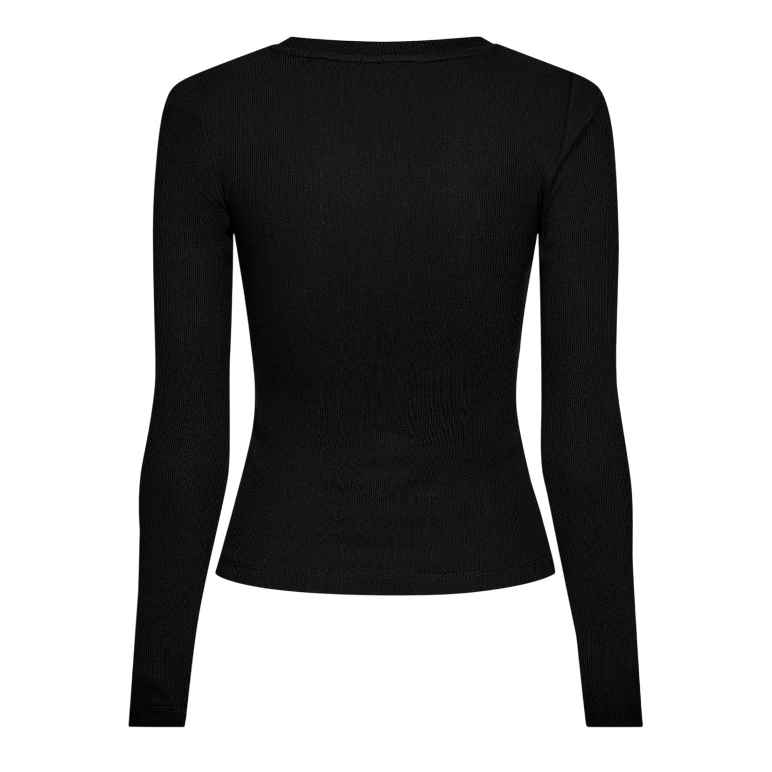 Black - Back - Guess Womens-Ladies Embroidered Slim Long-Sleeved T-Shirt