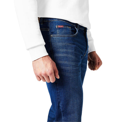 Mid Wash - Side - Lee Cooper Mens Belted Straight Jeans