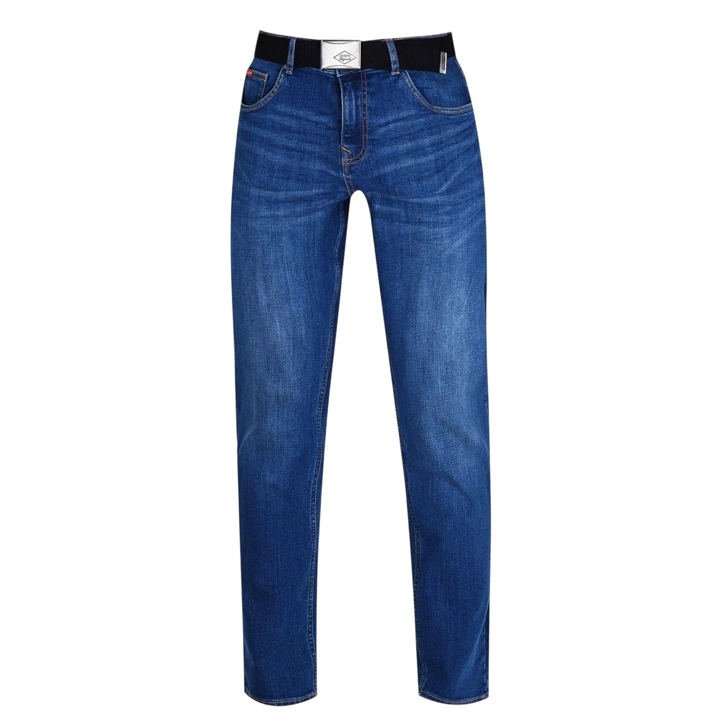 Mid Wash - Front - Lee Cooper Mens Belted Straight Jeans