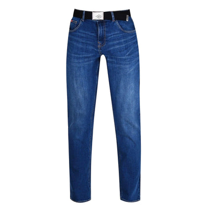 Mid Wash - Front - Lee Cooper Mens Belted Straight Jeans