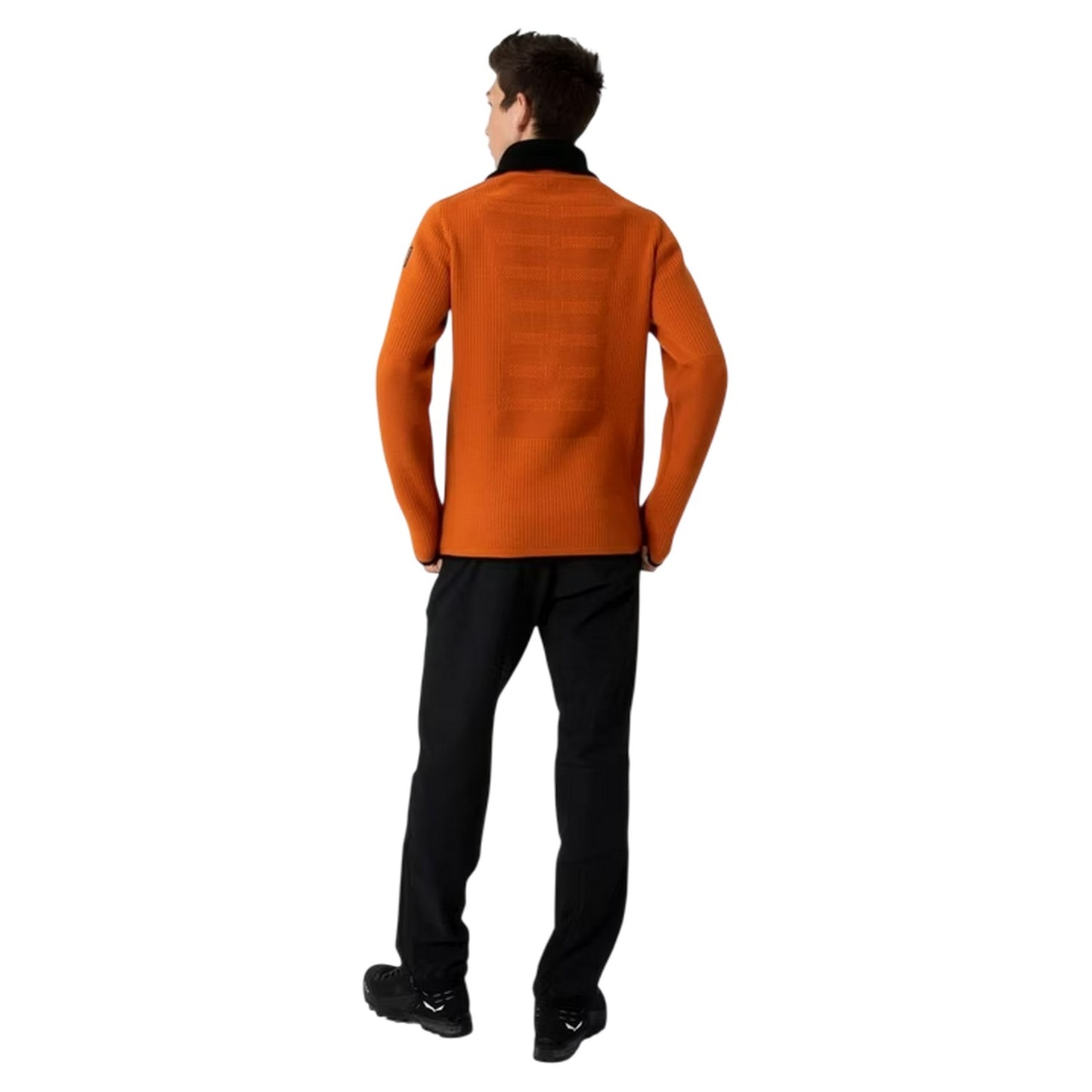 Brown-Black - Pack Shot - Salewa Mens Zip Neck Regular Long-Sleeved Jumper