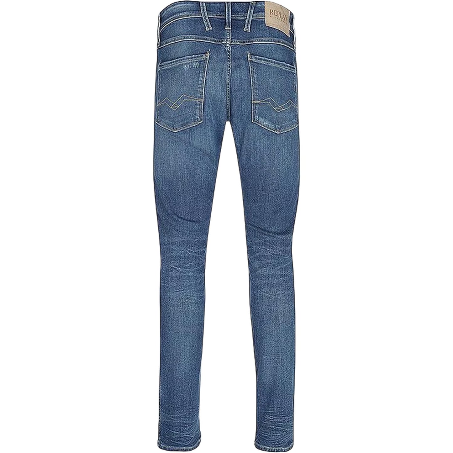 Blue - Back - Replay Mens Anbass Cotton Slim Jeans