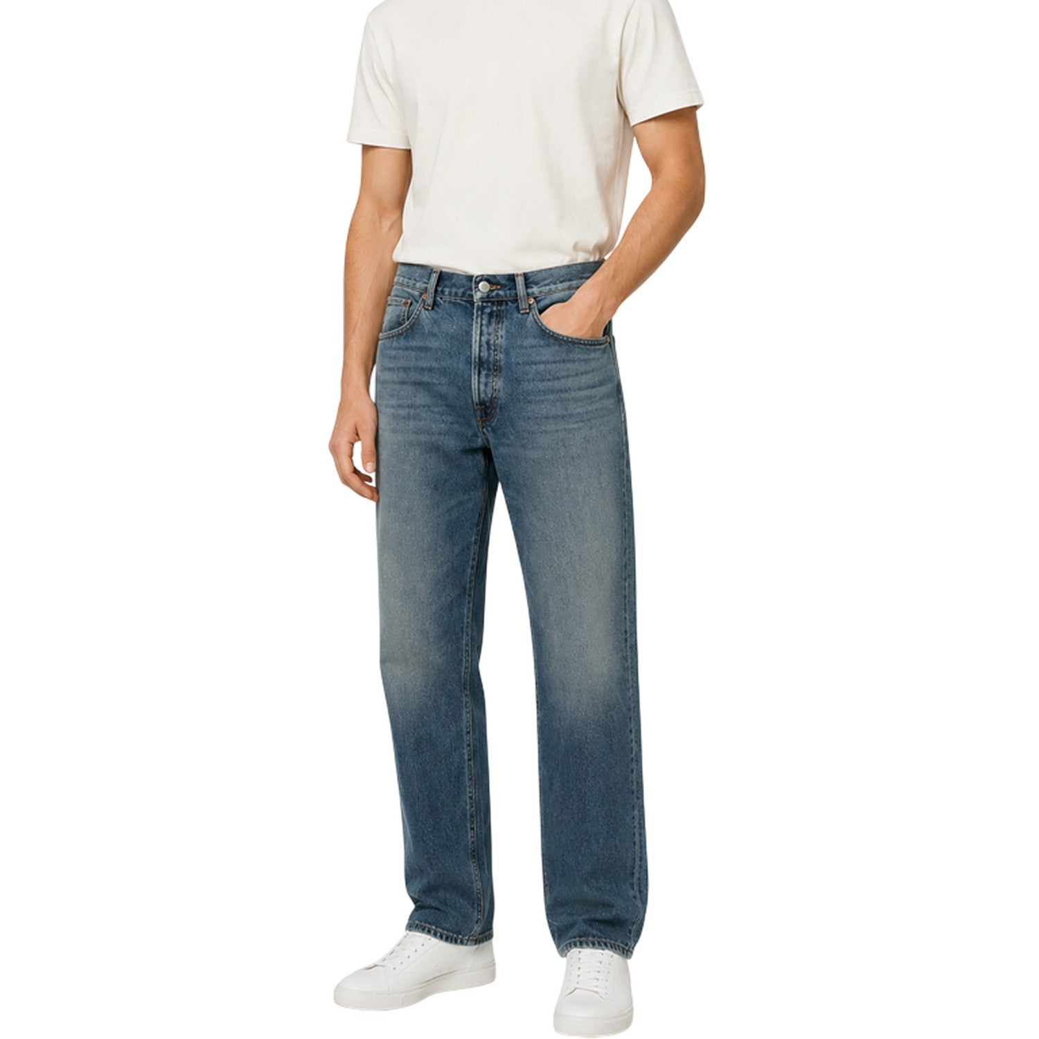Blue - Back - Replay Mens Cotton Straight Jeans