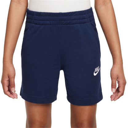 Midnight Navy - Front - Nike Boys Logo Jersey Shorts
