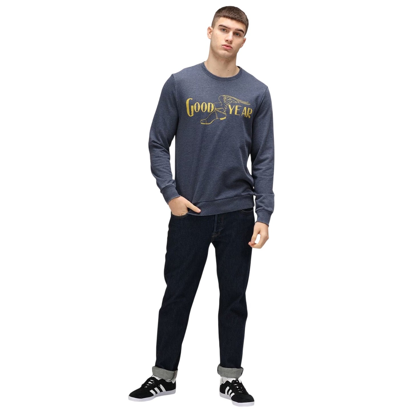 Blue - Lifestyle - Goodyear Mens Logo Crew Neck Regular Sweatshirt