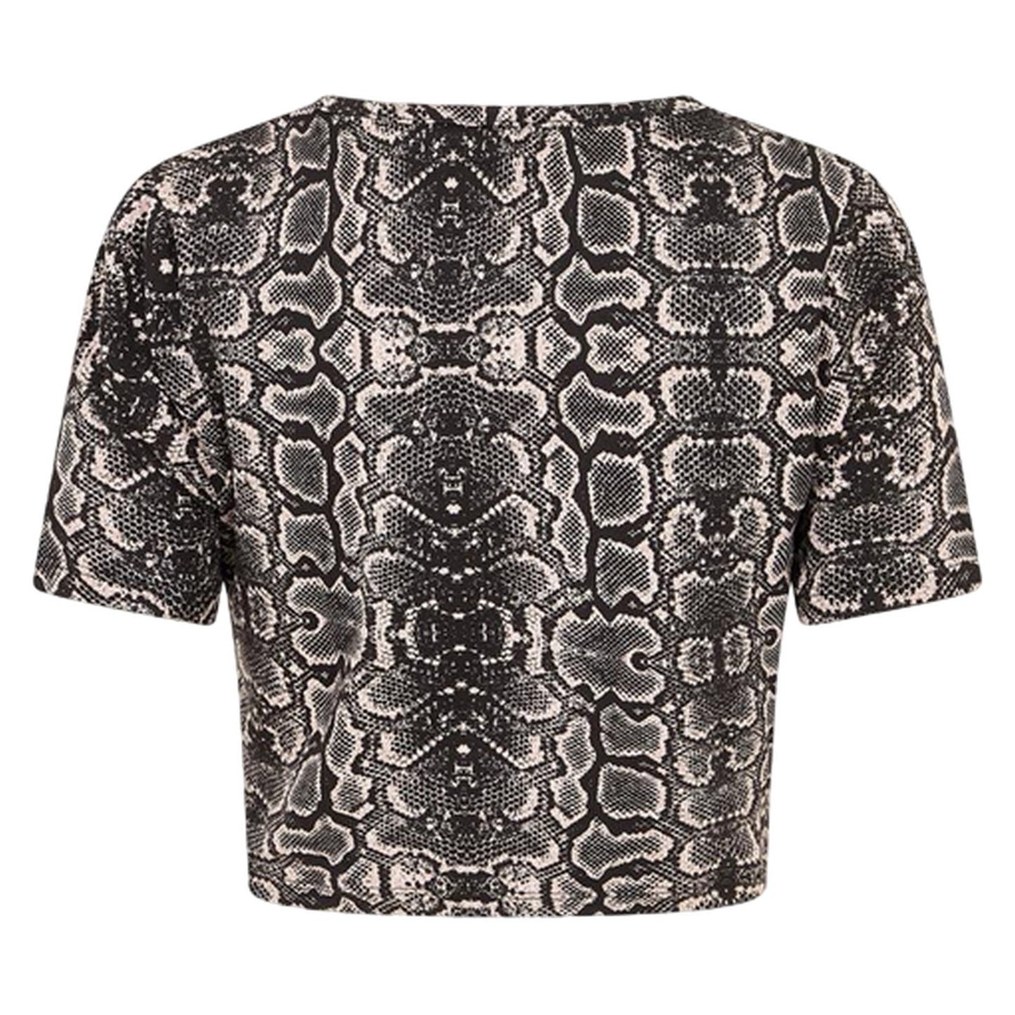 Black-White - Back - Brave Soul Womens-Ladies Snake Print Crop T-Shirt