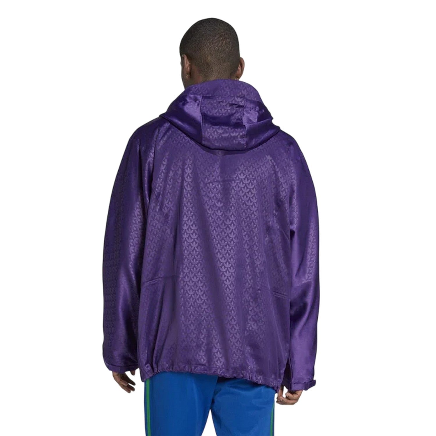 Purple - Back - Adidas Mens Originals All Over Logo Hooded Waterproof Jacket