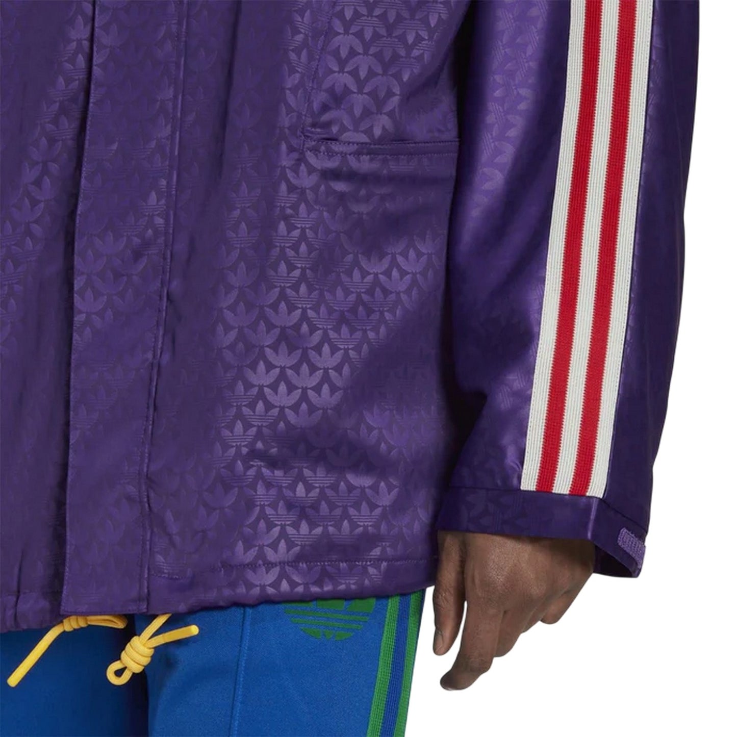 Purple - Lifestyle - Adidas Mens Originals All Over Logo Hooded Waterproof Jacket
