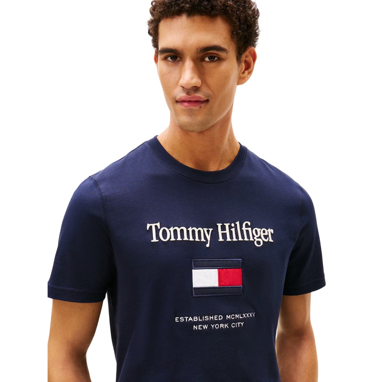 Desert Sky - Side - Tommy Hilfiger Mens Flag Embroidered T-Shirt