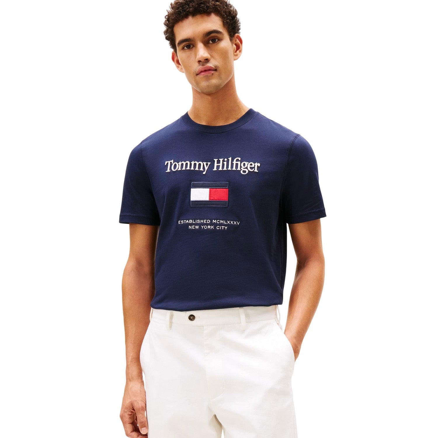Desert Sky - Lifestyle - Tommy Hilfiger Mens Flag Embroidered T-Shirt