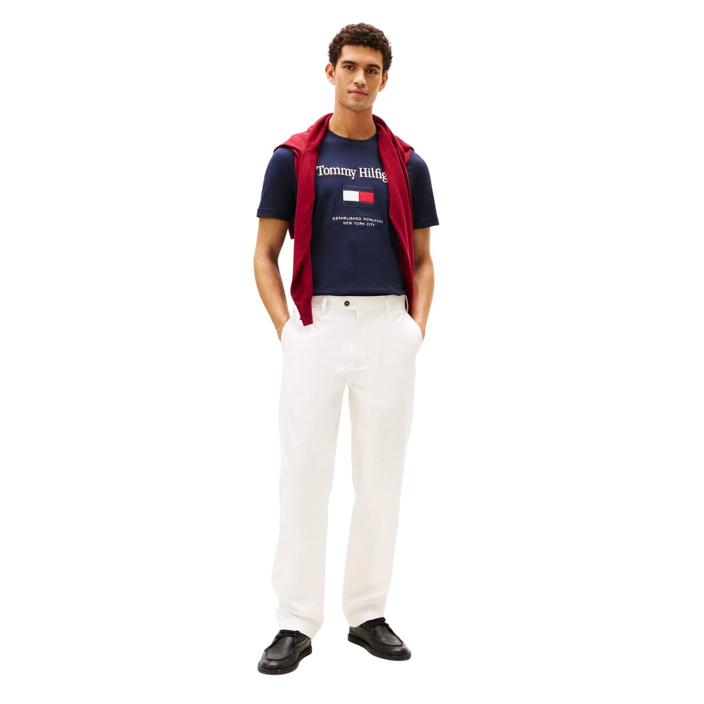 Desert Sky - Pack Shot - Tommy Hilfiger Mens Flag Embroidered T-Shirt