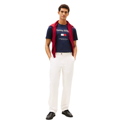 Desert Sky - Pack Shot - Tommy Hilfiger Mens Flag Embroidered T-Shirt