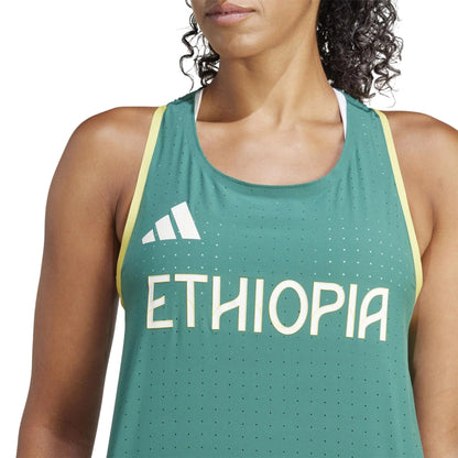 Green - Side - Adidas Womens-Ladies Ethiopia Running Tank Top