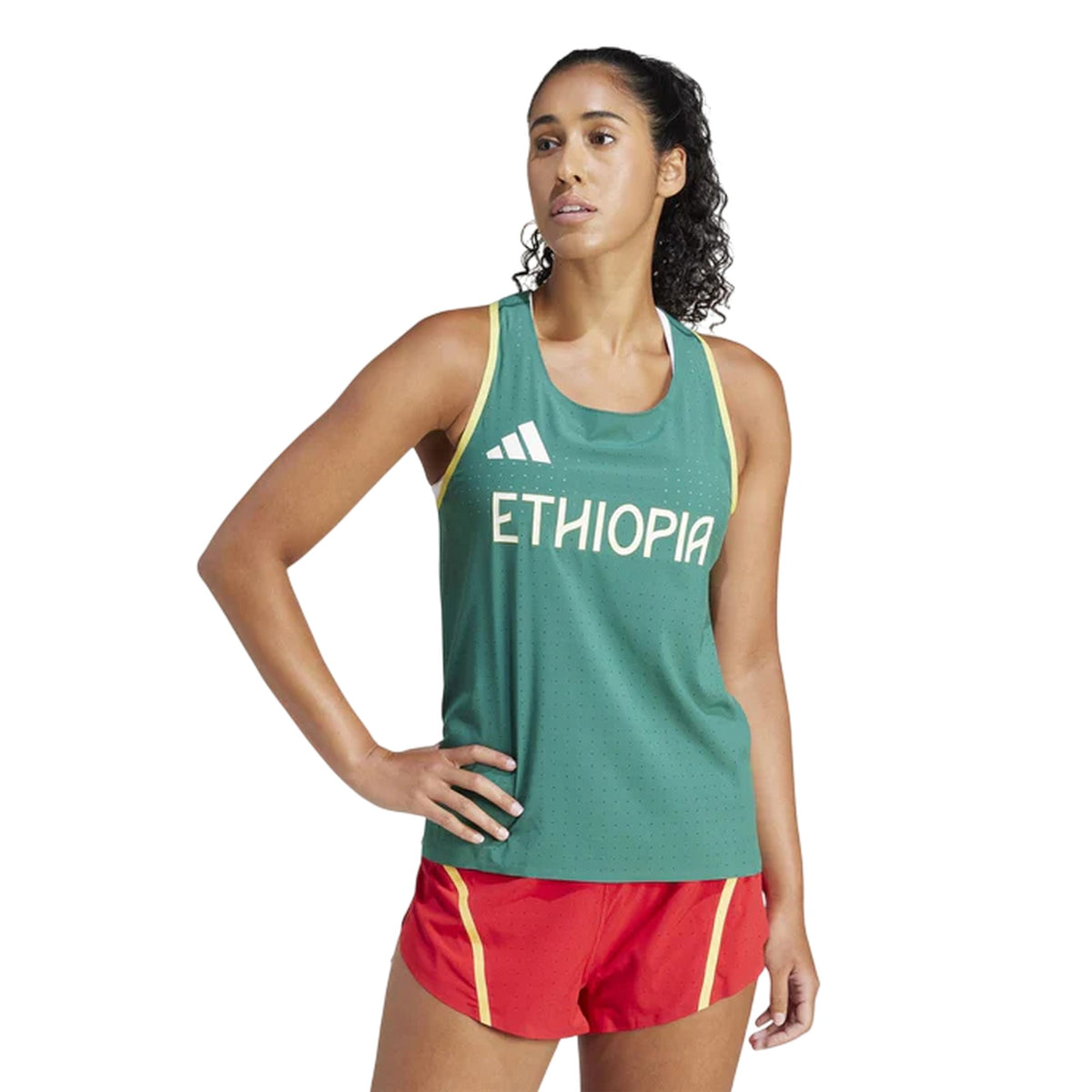 Green - Pack Shot - Adidas Womens-Ladies Ethiopia Running Tank Top