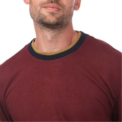 Red - Side - Ted Baker Mens Knitted Layered Regular Sweatshirt