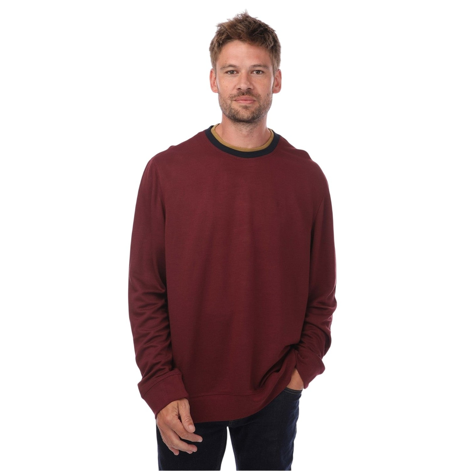 Red - Lifestyle - Ted Baker Mens Knitted Layered Regular Sweatshirt