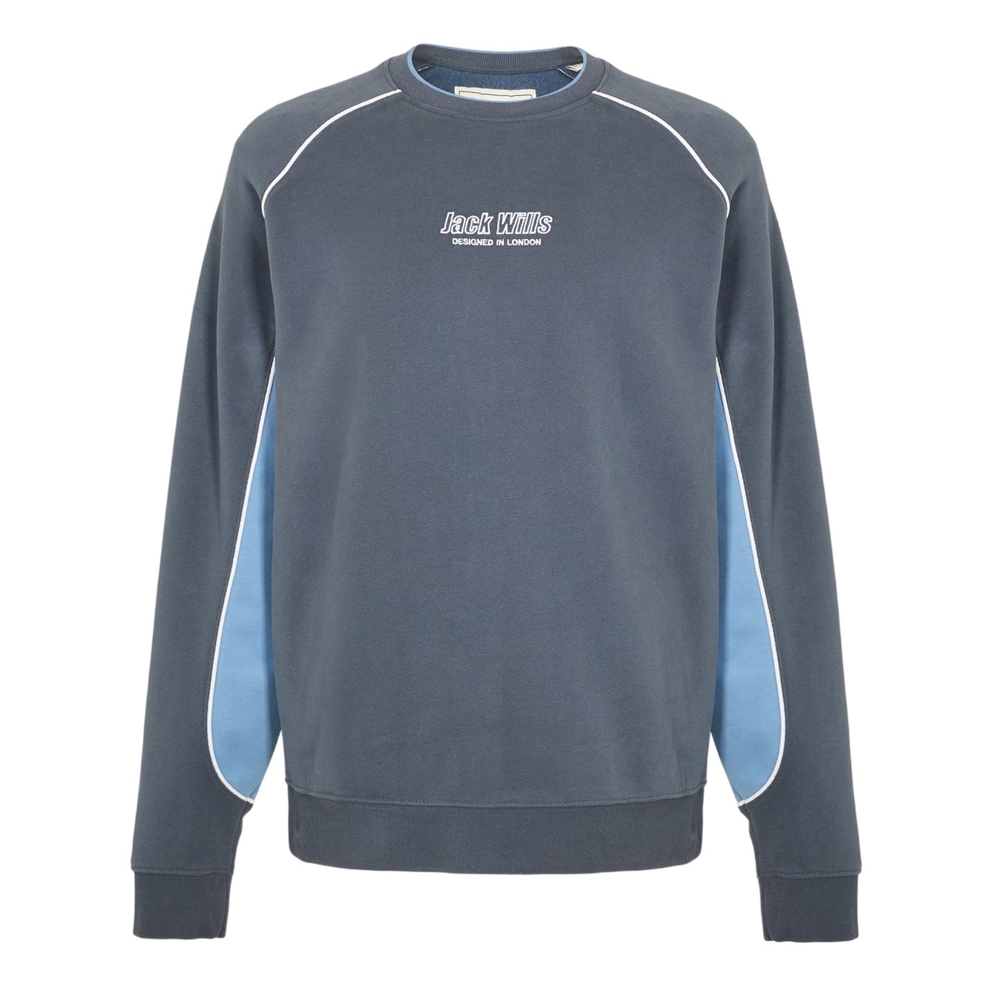 Night Sky - Front - Jack Wills Mens Stripe Detail Crew Neck Regular Jumper