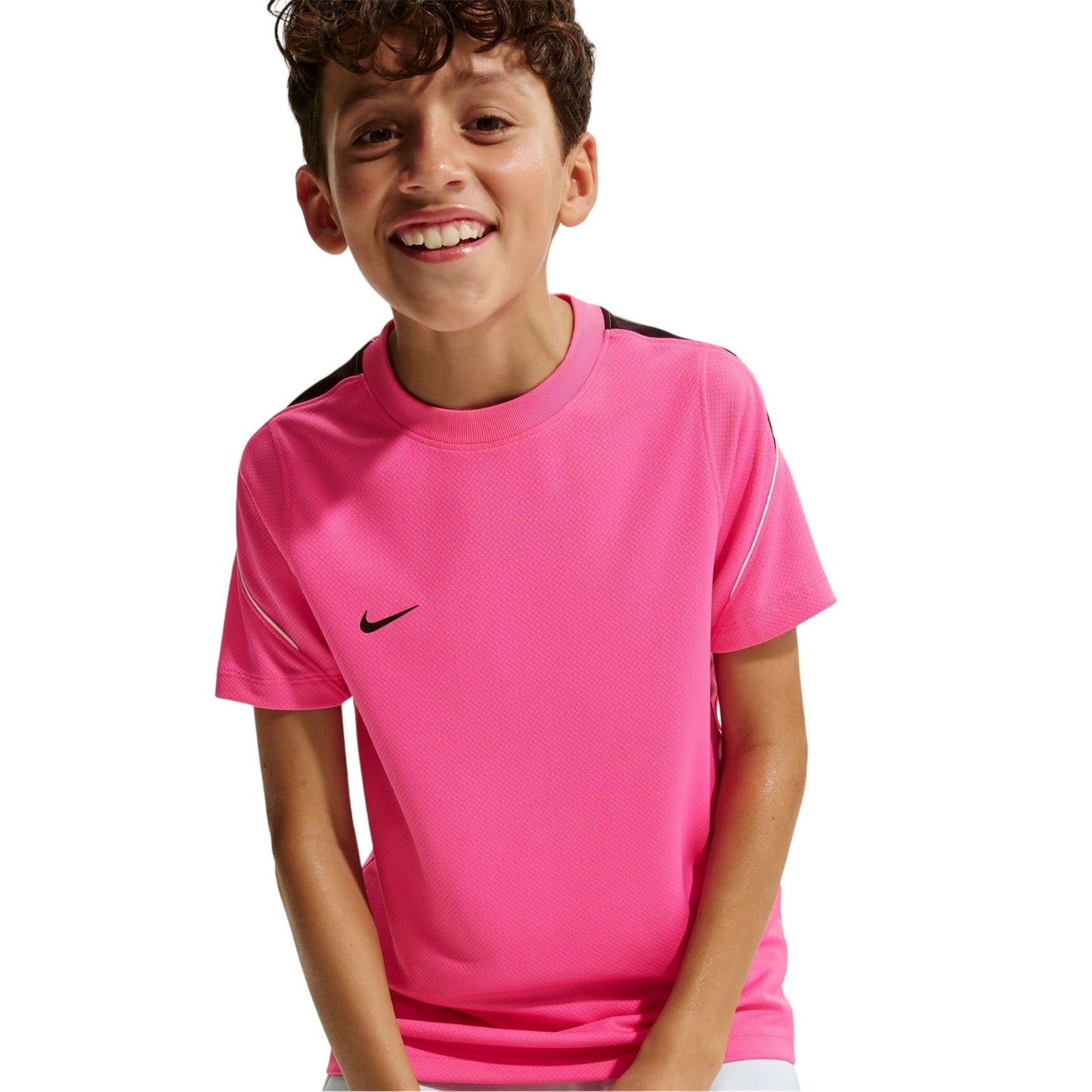 Pink-Black - Side - Nike Childrens-Kids Strike Dri-FIT Football T-Shirt