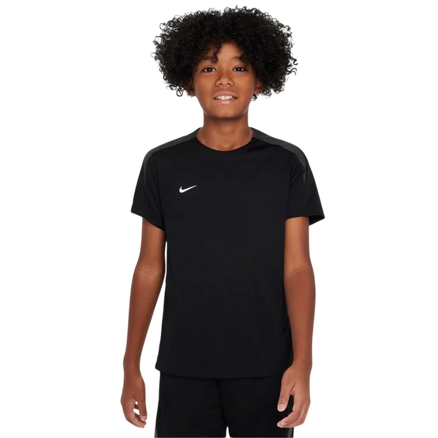 Black-White - Front - Nike Childrens-Kids Strike Dri-FIT Football T-Shirt