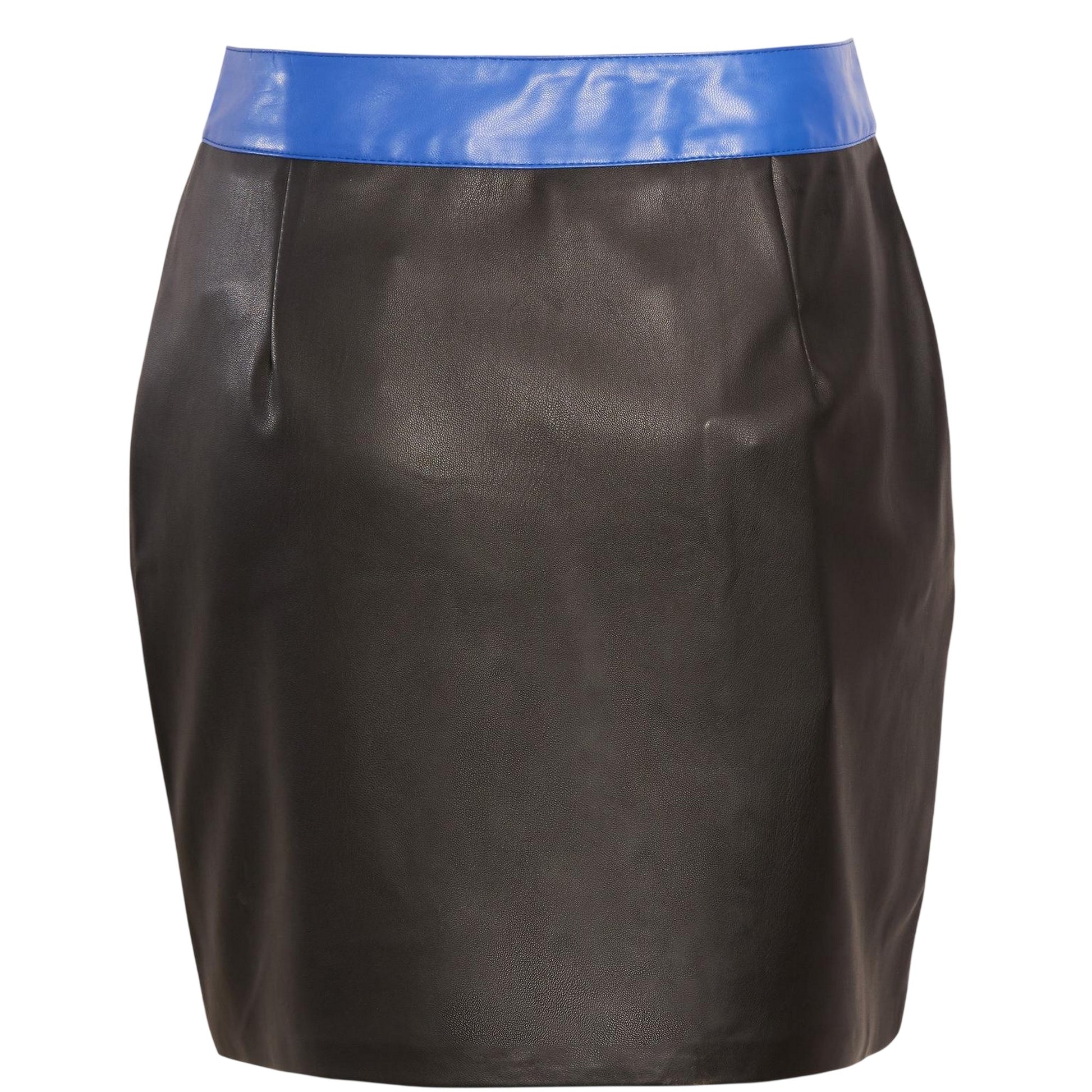 Blue - Back - Influence Womens-Ladies Motor Sport Faux Leather Slim Mini Skirt