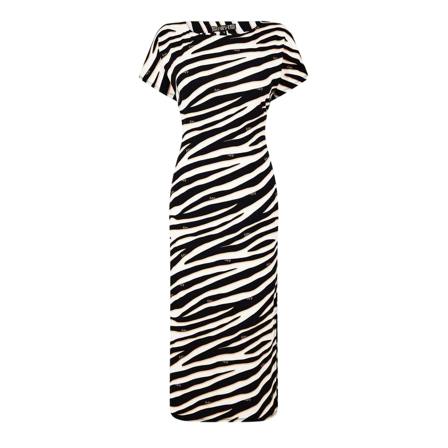 White-Black - Front - Biba Womens-Ladies Zebra Print Jersey Front Tie Midi Dress