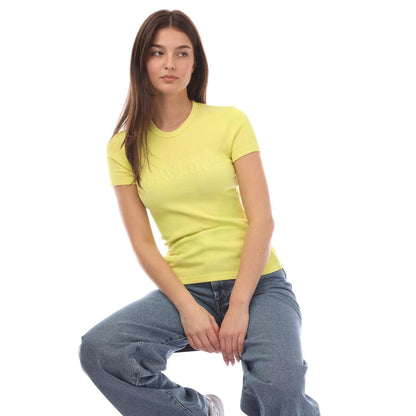 Yellow - Lifestyle - Off White Womens-Ladies Laundry Ribbed Fitted T-Shirt