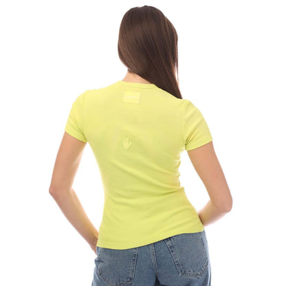 Yellow - Back - Off White Womens-Ladies Laundry Ribbed Fitted T-Shirt